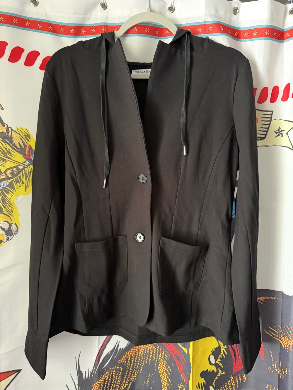 Black Hooded stretchy Blazer